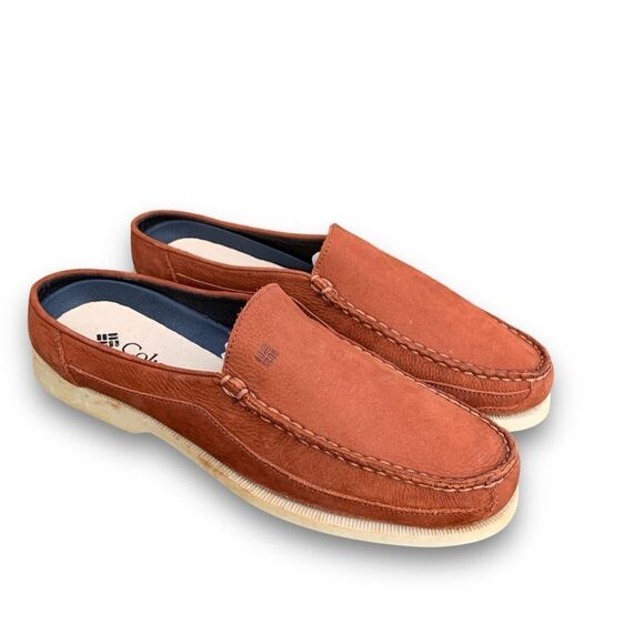 Columbia Bayview Clog Rust Brown Leather Slip on Mules Outdoor Slippers size 9 - Picture 11 of 13